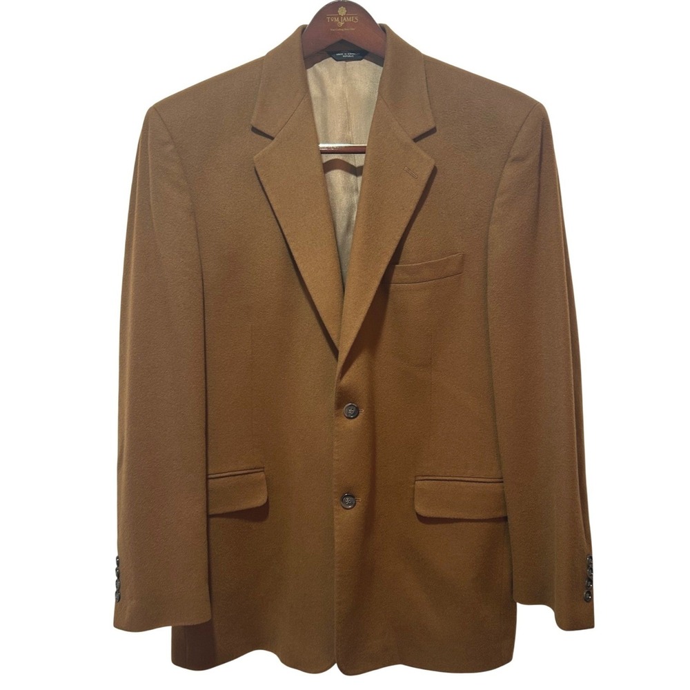 Grant Thomas 100% Cashmere Sport Coat 42L Camel Brown Blazer Preppy Quiet Luxury